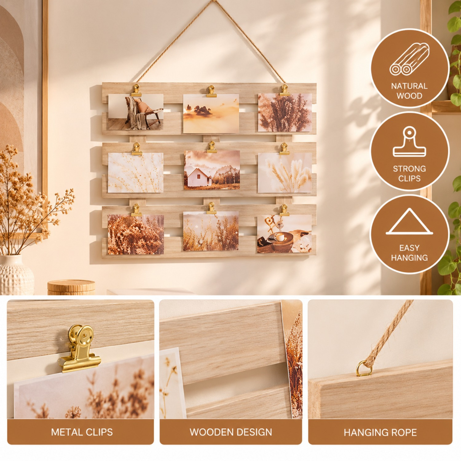 Image of Crated Photo Frame 58 X 43 Cm Mdf_e1 Beige, Portrait Hanger, Indoor Use, Weight 1.9 Kg