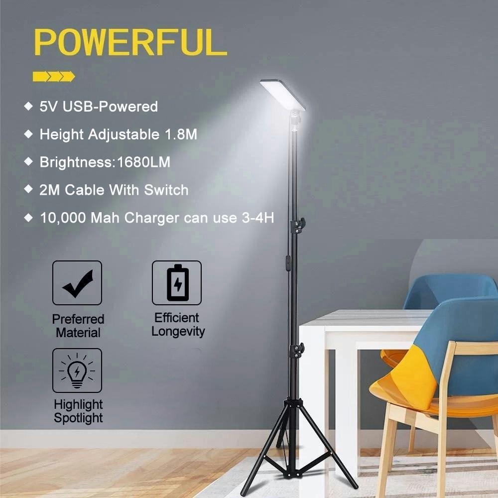 TEMU 1 Portable Outdoor Camping Lamp With Adjustable Tripod, 84pcs 2835 Lamp Beads 1680lm Brightness, Usb 5v Power Supply Universal Gimbal Anti-slip