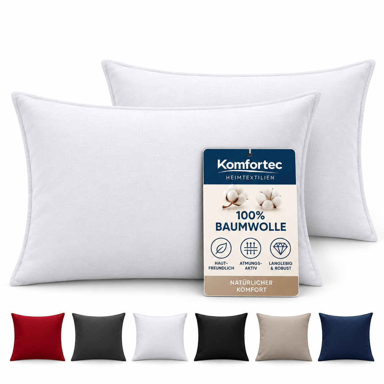 Image of 2pcs Set Of Pillowcases 40x60 Cm – 100%jersey, Super Soft, Breathable & Durable, Washable, Premium Head Pillow Covers