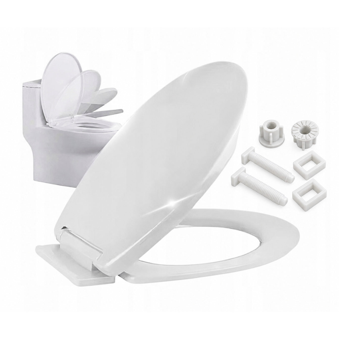 Image of Universal Free-falling Toilet Seat, White, For Toilet Bowl