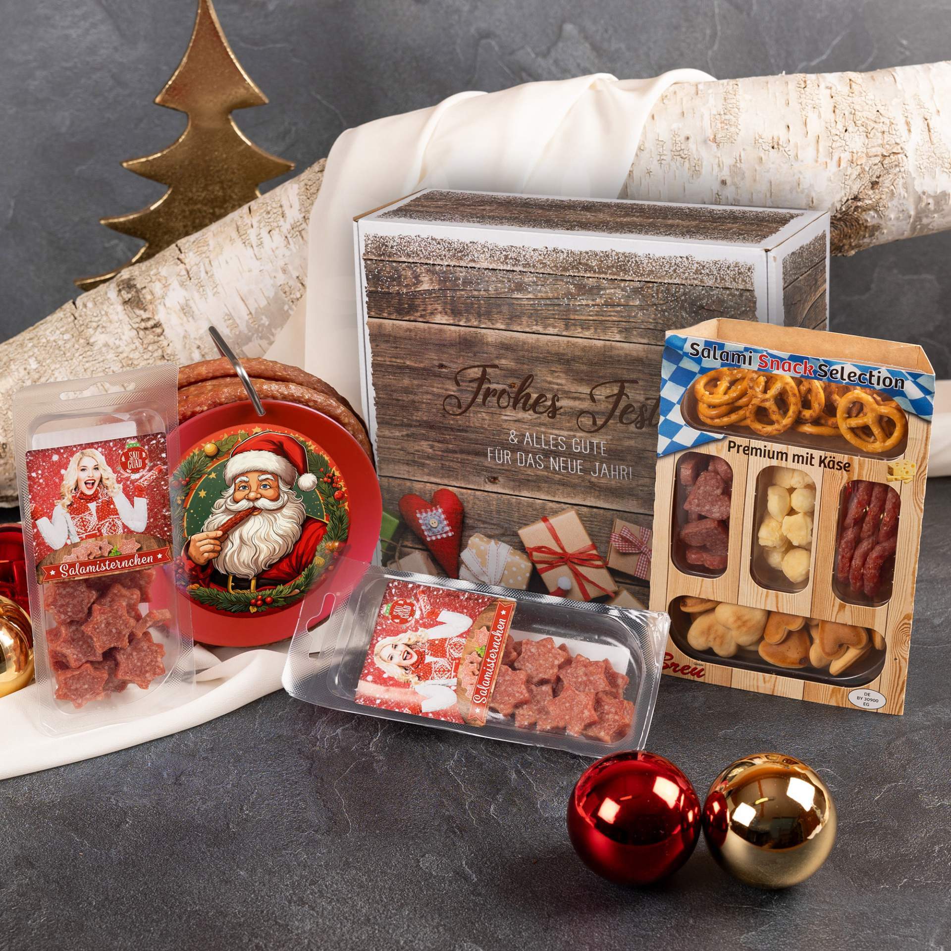 Image of Noble Christmas Box With Sausage-drum Cable - Premium Salami Gift Set For Connoisseurs