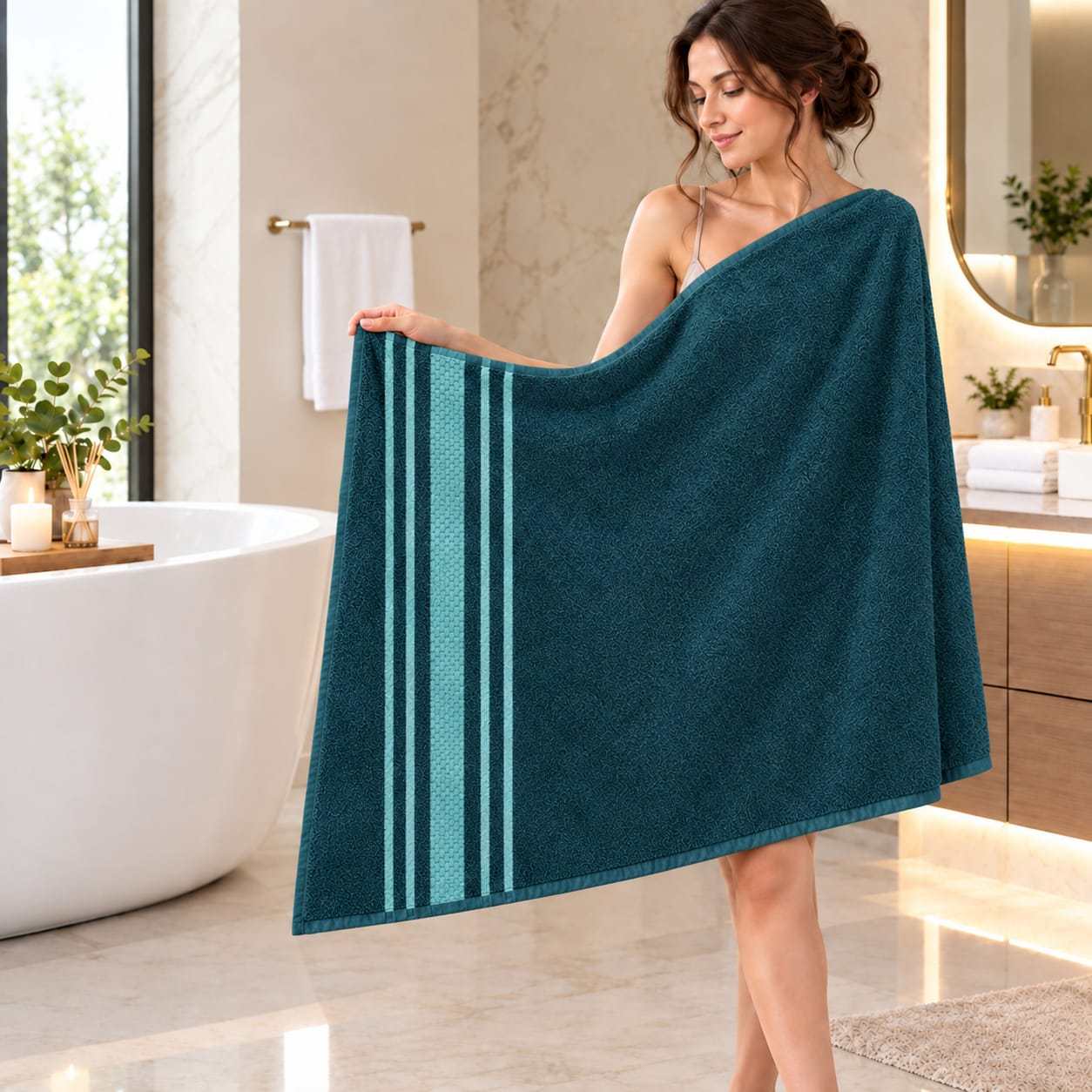TEMU Toalla de Baño de Algodón 70x140 cm — Sin Torsión (Zero Twist) Extra y Muy Absorbente, Secado Rápido, Calidad , Varios Colores