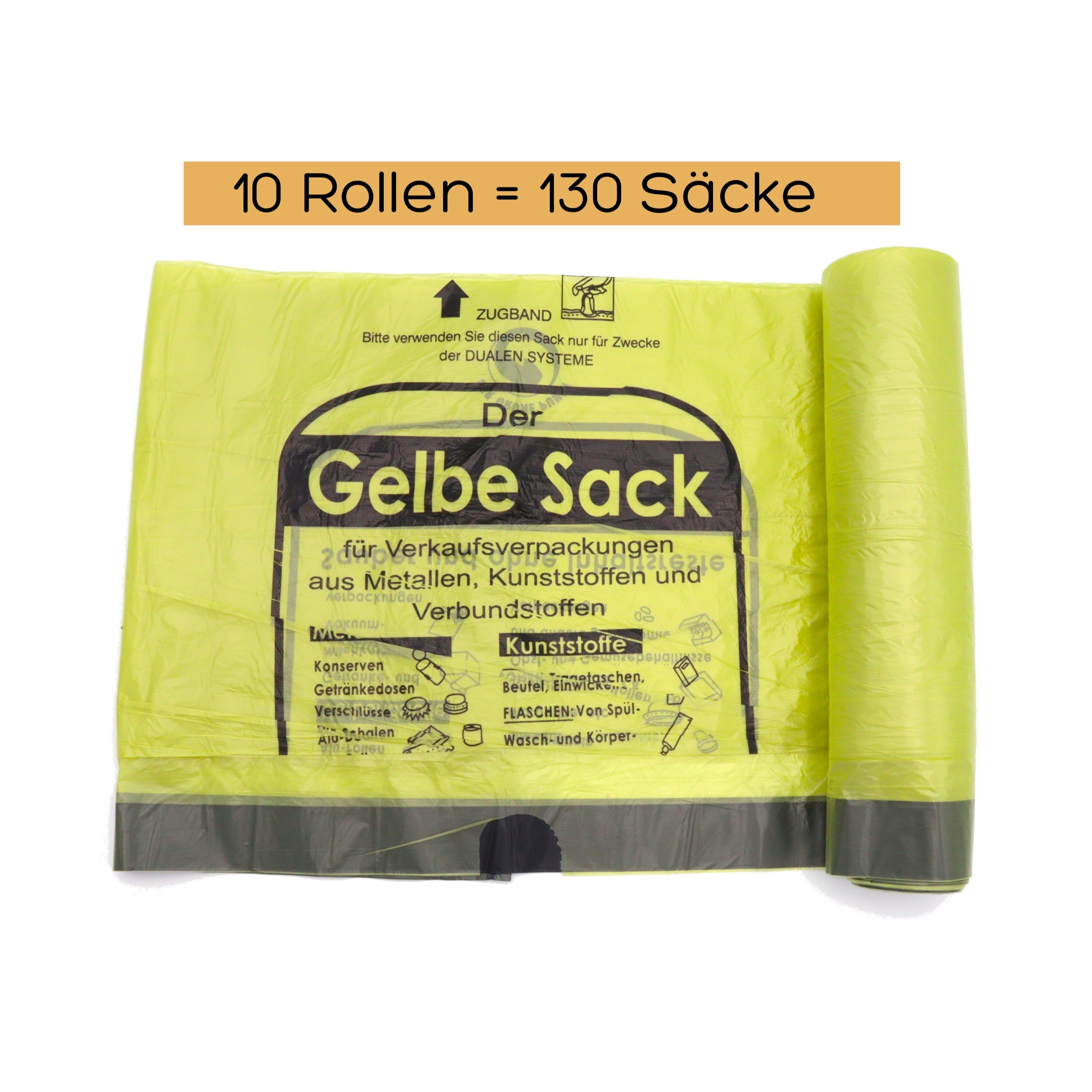 Image of 10 Rolls Of Yellow Bags 90l – Rolls Of 13 Bags | Yellow Bag Bin | 15μ | Trash Bags – Trash Bag – Yellow Waste Bags
