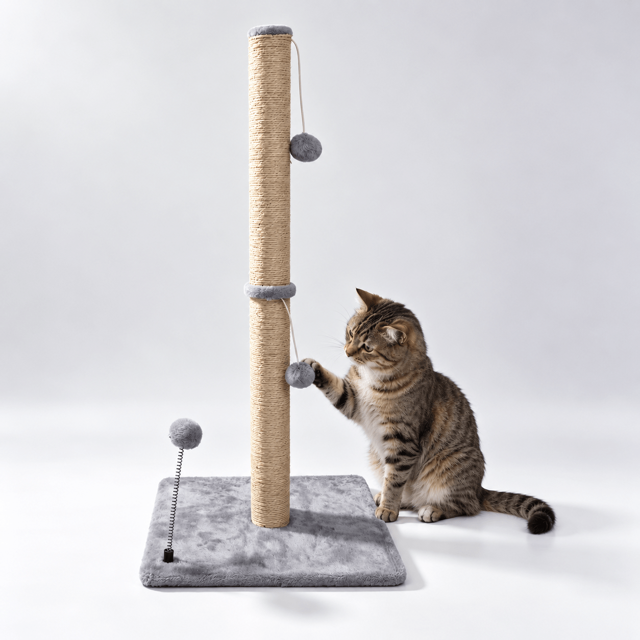 TEMU Rascador para gatos de 86 cm con base de 40 × 40 cm, poste de sisal pelotas de juego, rascador de gato compacto para rascar, y estirarse
