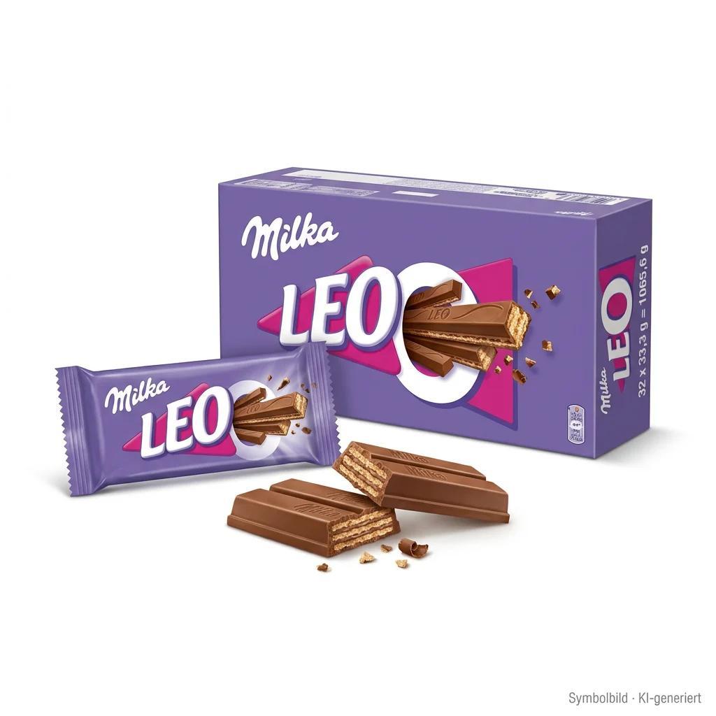 Image of Milka - Leo Chocolate Bar Wafer Alpine Milk Chocolate - Cream Filling Value Carton - 32x33.3g 1065.6g