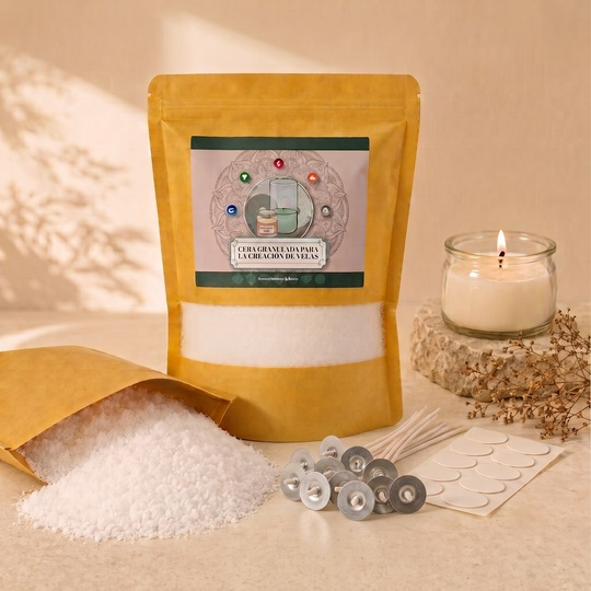 TEMU Cera granulada para fabricación de velas 500 g, y adhesivos para mecha, material para manualidades y decoración