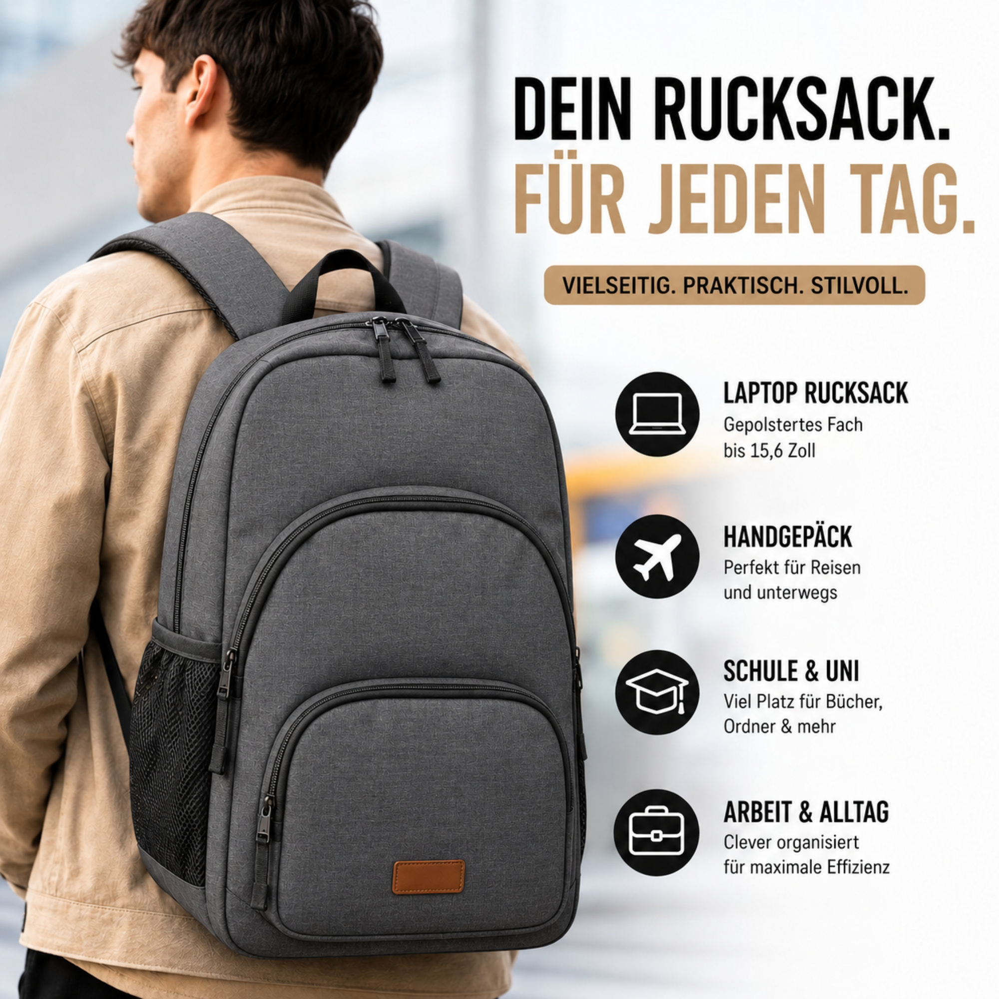 TEMU Hand Luggage Backpack Laptop Backpack Up To 15.6 Inches Carrying Backpack Laptop Bag Daypack School Backpack Travel Backpack School Bag Backpack
