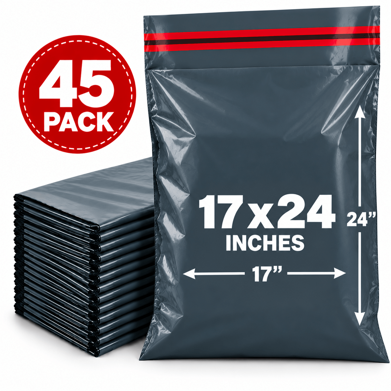 TEMU 45 Pack Grey Mailing Bags 17 × 24 Inch Large Self Seal Postal Bags For Coats Blankets And Bulky Clothing