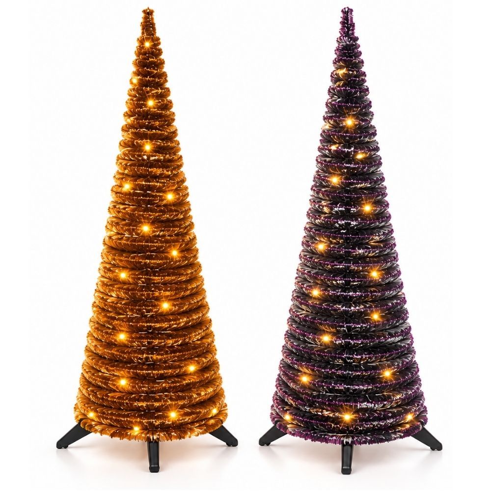 Image of Cecaro Group Foldable Christmas Tree, 120 Cm – Space-saving Slim Tree With , Quick Assembly – For Home, Entryway, And Apartment – 2 Assorted Colors