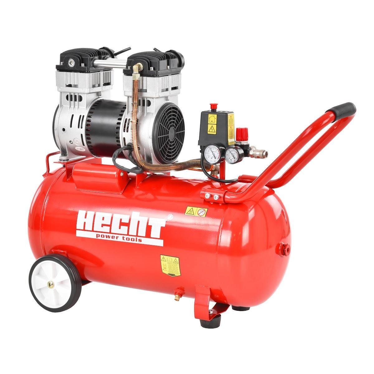 Image of Quiet Compressor Oil-free 1150 W, 50 L Air Receiver, 8 Bar Working Pressure, 196 L/min Intake Capacity, Pressure Reducer With Manometer, Euro Quick Coupling, Mobile, Air Compressor For Workshop