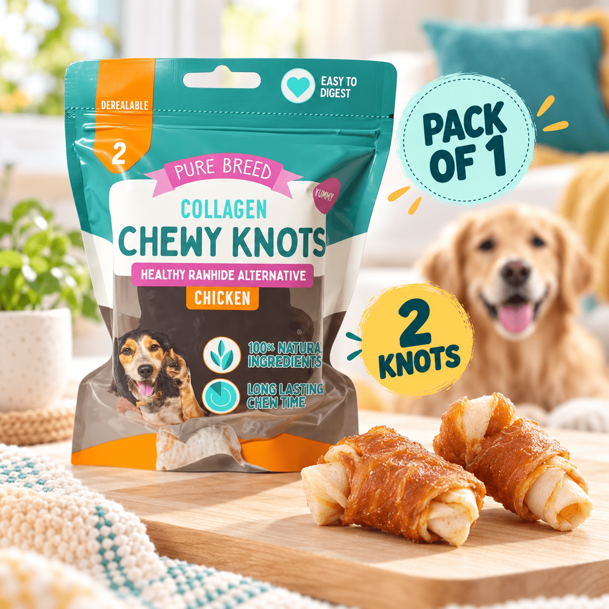 TEMU Collagen With - High Protein Dog Chews For Healthy Joints, Skin And Coat Chicken Flavor