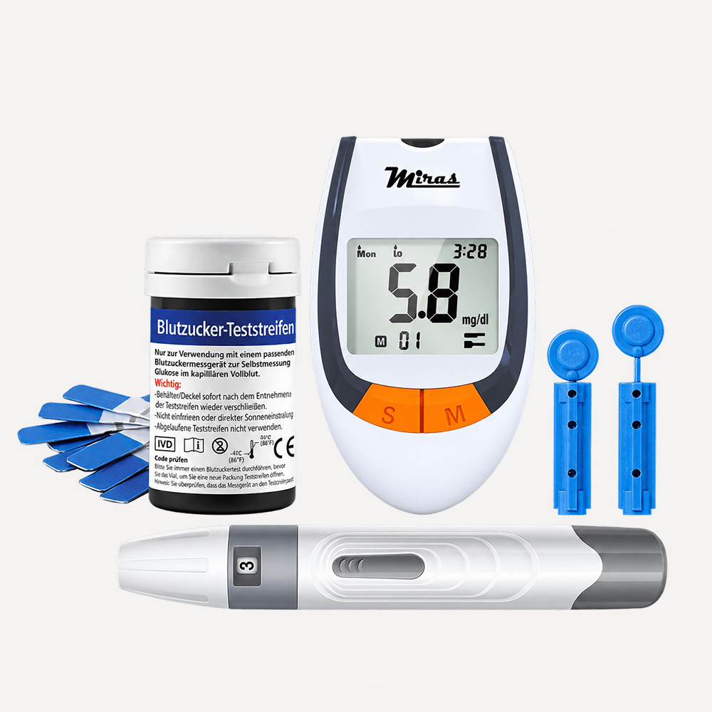 Image of Miras Blood Meter - Complete Blood Sugar Testing Kit With Test Strips, Lancets & Meter Ac-309