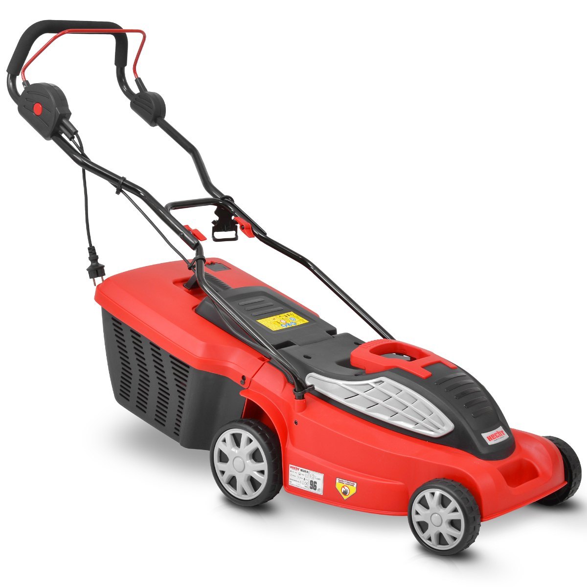 Image of Electric Lawn Mower 1600 W With 38 Cm Cutting Width, 5-level Central Height Adjustment 25-65 Mm, 45 L Grass Catcher With Fill Level Indicator, For Lawn Areas Up To . 800 M²
