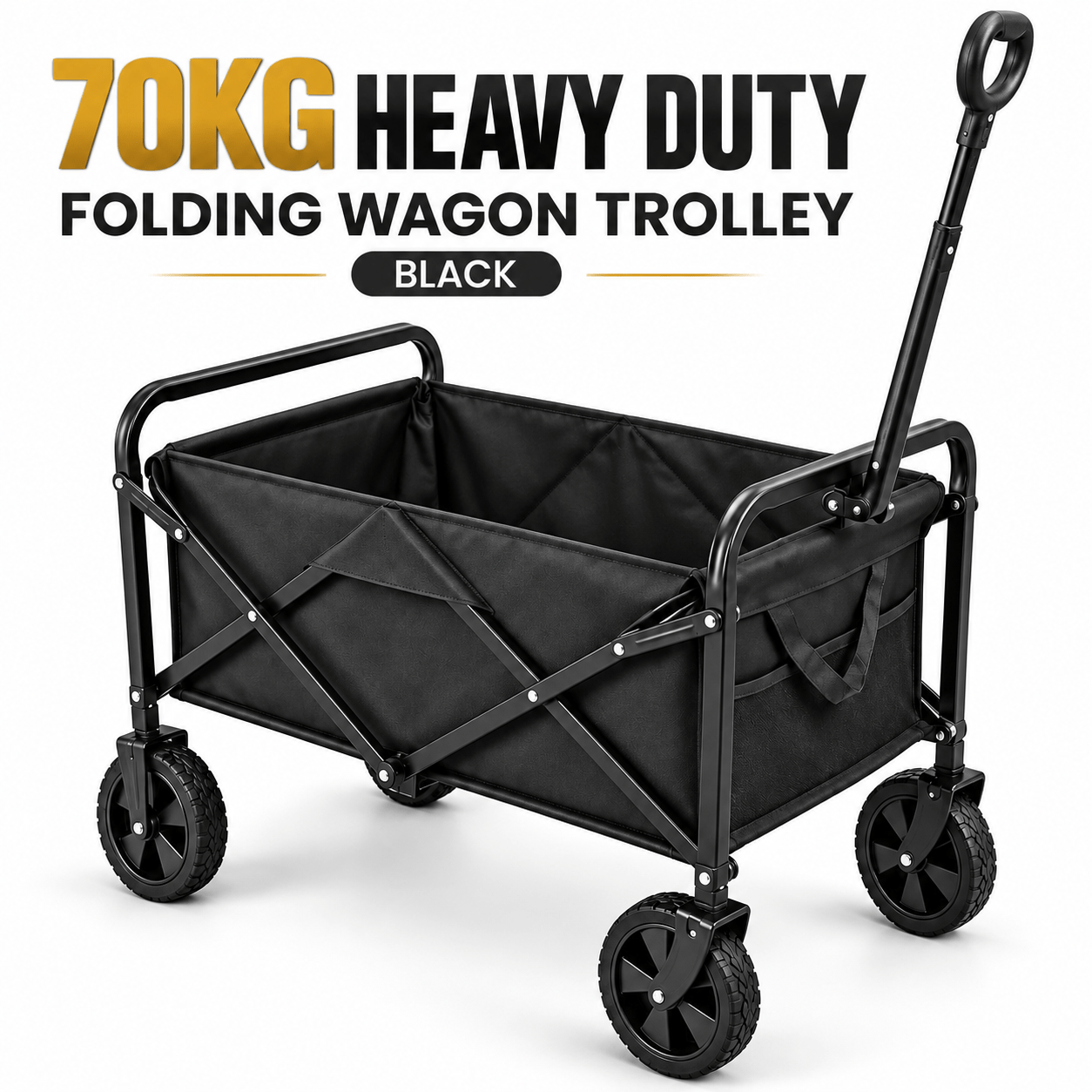 TEMU Heavy Duty Folding Wagon Trolley 300l Large Capacity Collapsible Utility Cart With Wheels, Strong & Oxford Fabric For Camping, Beach, Festival,