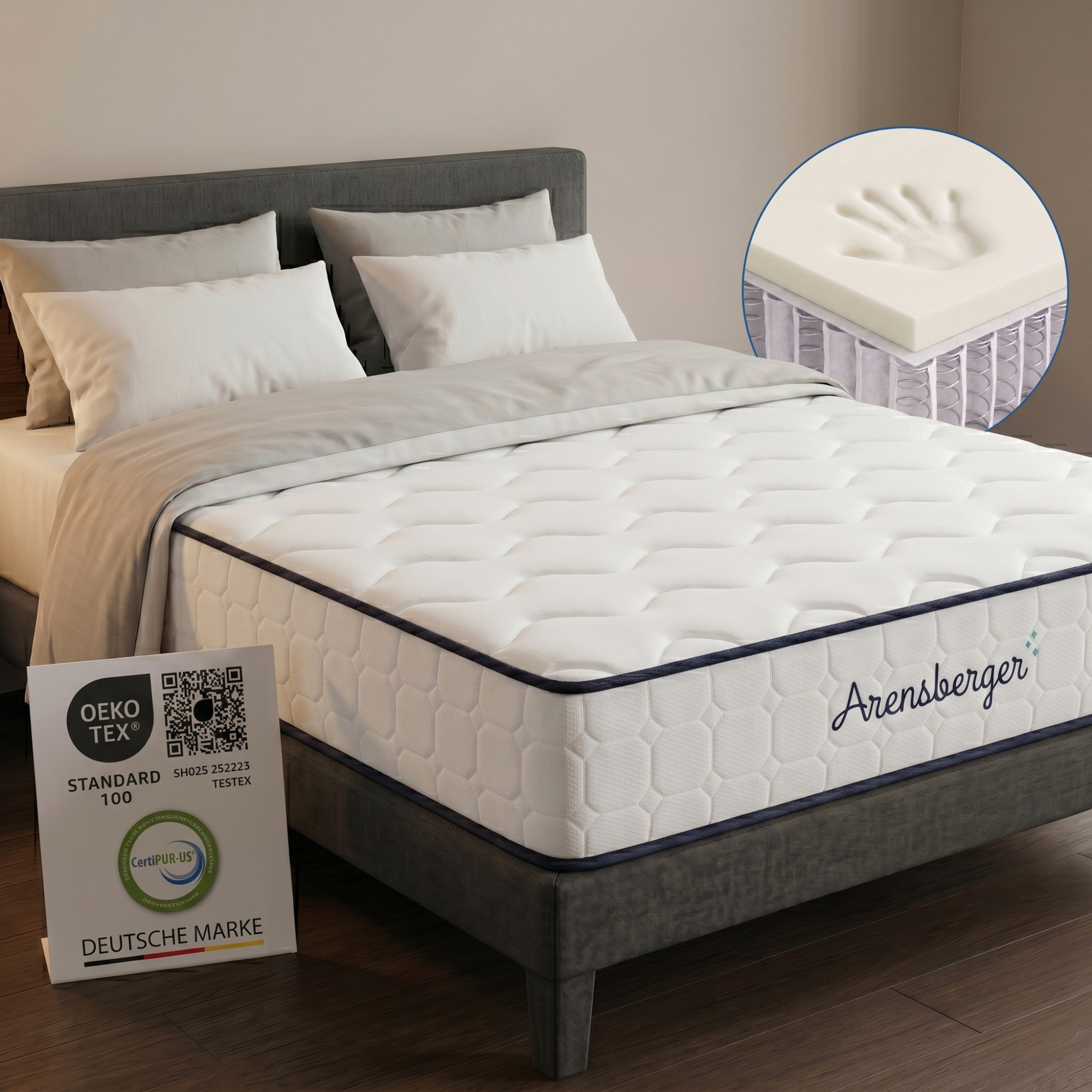 Image of Lena Memory Foam Spring Mattress, Height, Firmness H3/h4, Hr Mattress, Roll Mattress, Ergonomic