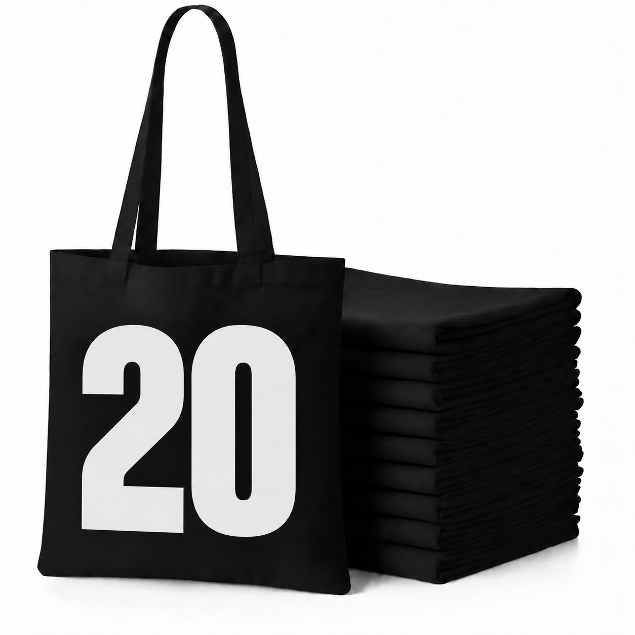 Image of Black Cotton Tote Bags 20 Pack, 38 X 42 Cm, 100% Cotton, Thick 145 Gsm, Reusable Plain Shopping Bags With Long Handles For Groceries, Crafts, Events And Everyday Use