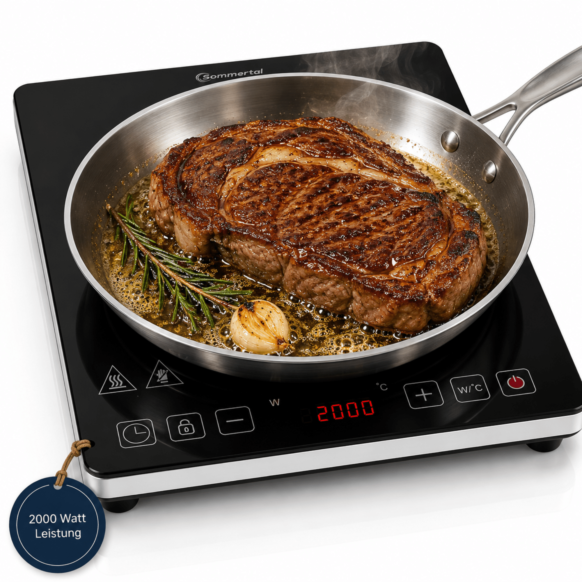 TEMU Induction Cooktop 1 Plate | 2000 W | Portable In Design | Touch Control | Up To 240 °c | 4h Timer | Child Safety Lock | Professional Induction