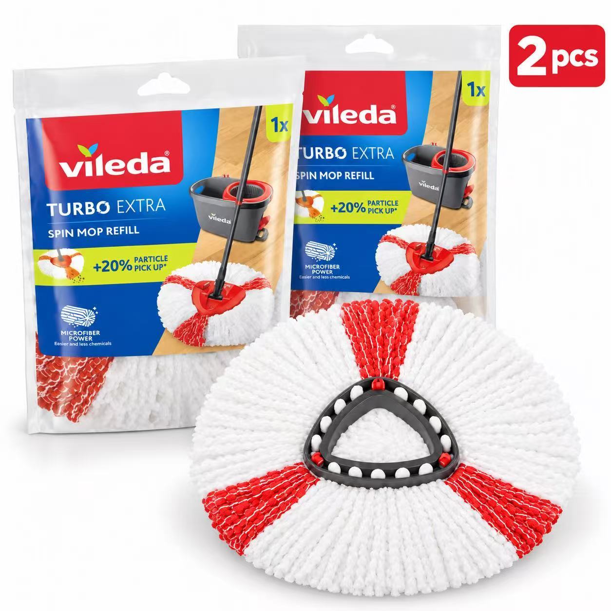 TEMU Vileda Pack 2 Recambio Turbo para Suelos Duros, Compatible con Sistemas Turbo