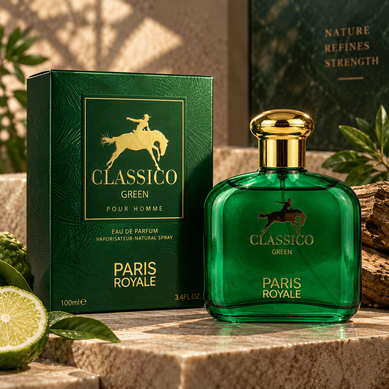 Image of Everlyx - Green : Men's Edp Aromatic Classic Perfume With Notes Of Fresh Pine, Basil, , Elegant Leather, Smooth Tobacco, And An Base Of And , 100ml