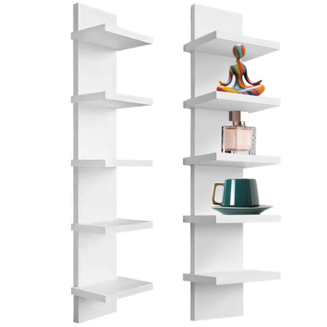 TEMU 2pcs 5-tier Wall Storage Rack, Bookcase Wall Organizer For Bedroom, Bathroom, Kitchen, Office, Living Room, Display Stand For Books, Plants,