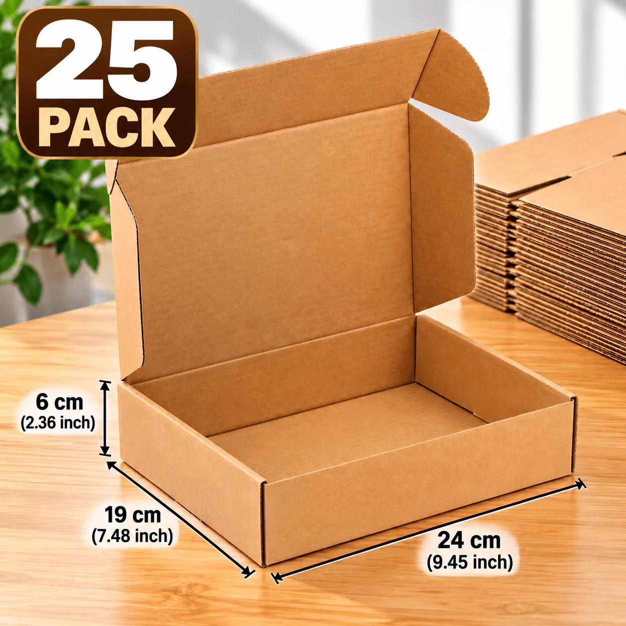 TEMU Brown Corrugated Mailer Boxes 24× 19 × 6 Cm (pack Of 25) – Tuck Top Cardboard Packaging Boxes For Small Business Shipping, Gift Packaging,