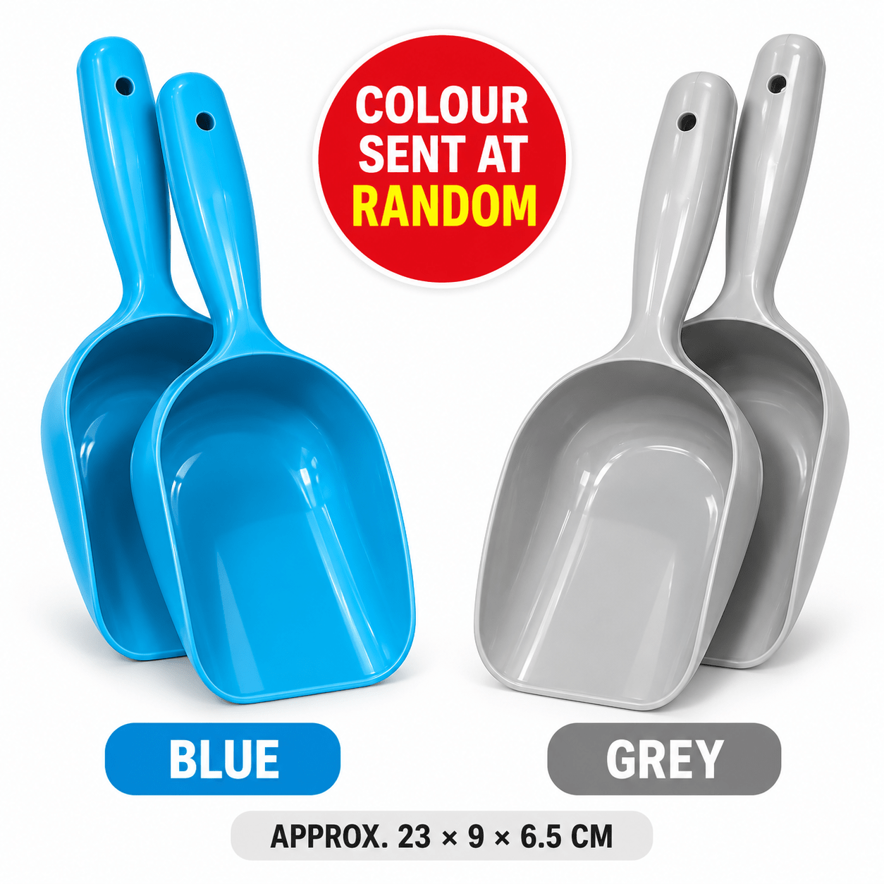 TEMU 2 Pack Pet Food Scoops – Large Plastic Measuring Scoops For Dog, Cat And Dry – 23cm – Colour Sent At Random