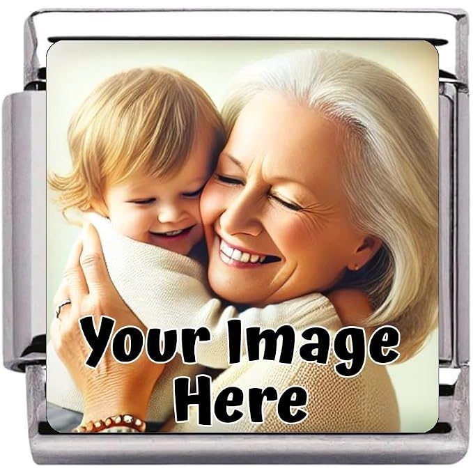 TEMU Personalised Photo Charm Link – Fits Modular Italian Style Bracelets – Custom Picture With Baby Scan, Family Or Couple – Unique Gift For Mum,