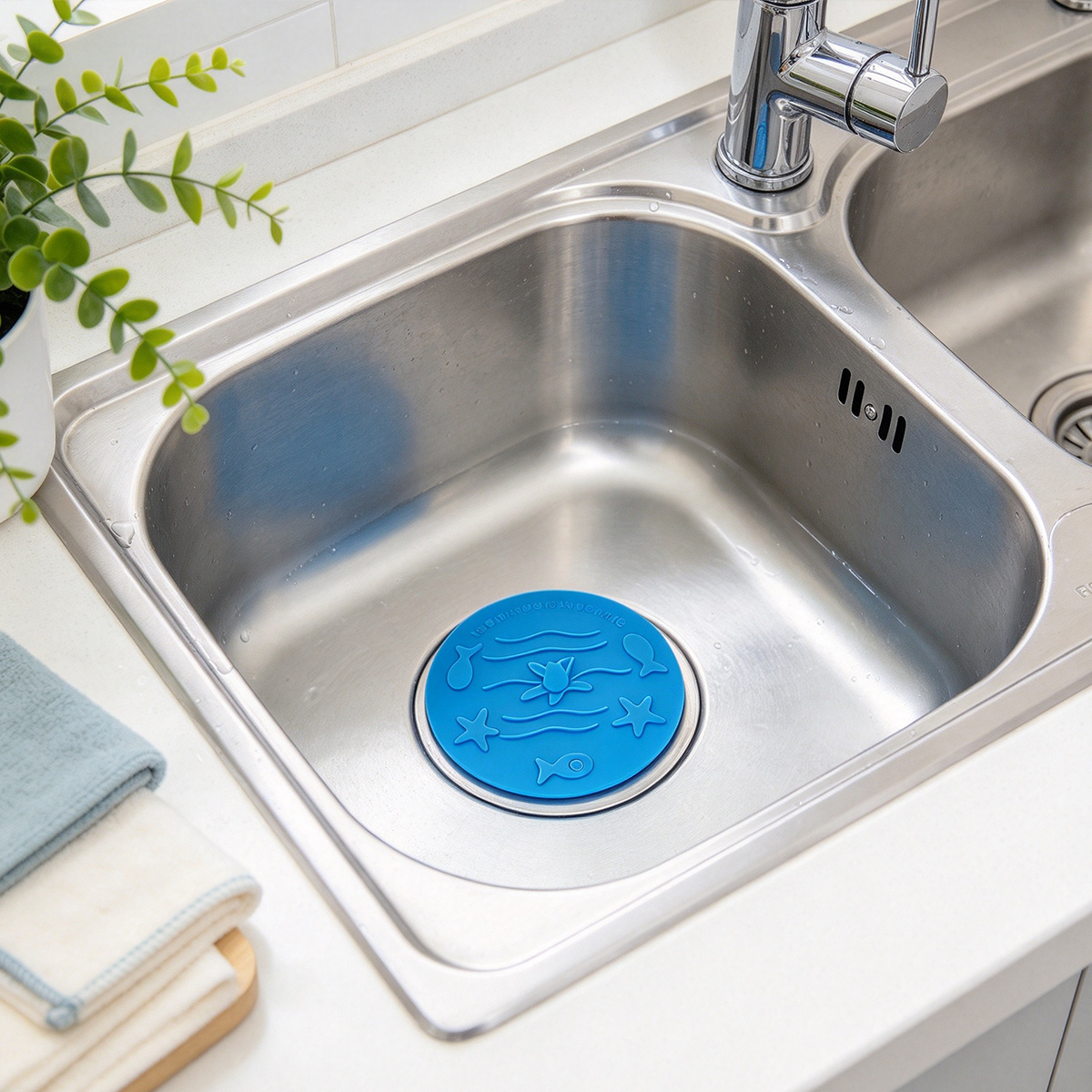 TEMU 1 de silicona para fregadero, TAPÓN FREGADERO UNIVERSAL, fabricada en silicona de grado alimenticio, con superficie , fácil de limpiar,