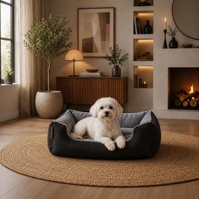 Image of Dog Bed With Turning Cushion And Anti-slip , Low Entry, Softly Padded Dog Basket, Easy To Clean