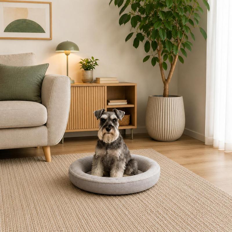 Image of Belviona Bed In Donut Design With Removable, Washable Cover, Non-slip , Soft Padded Pet Cushion For Secure Sleeping
