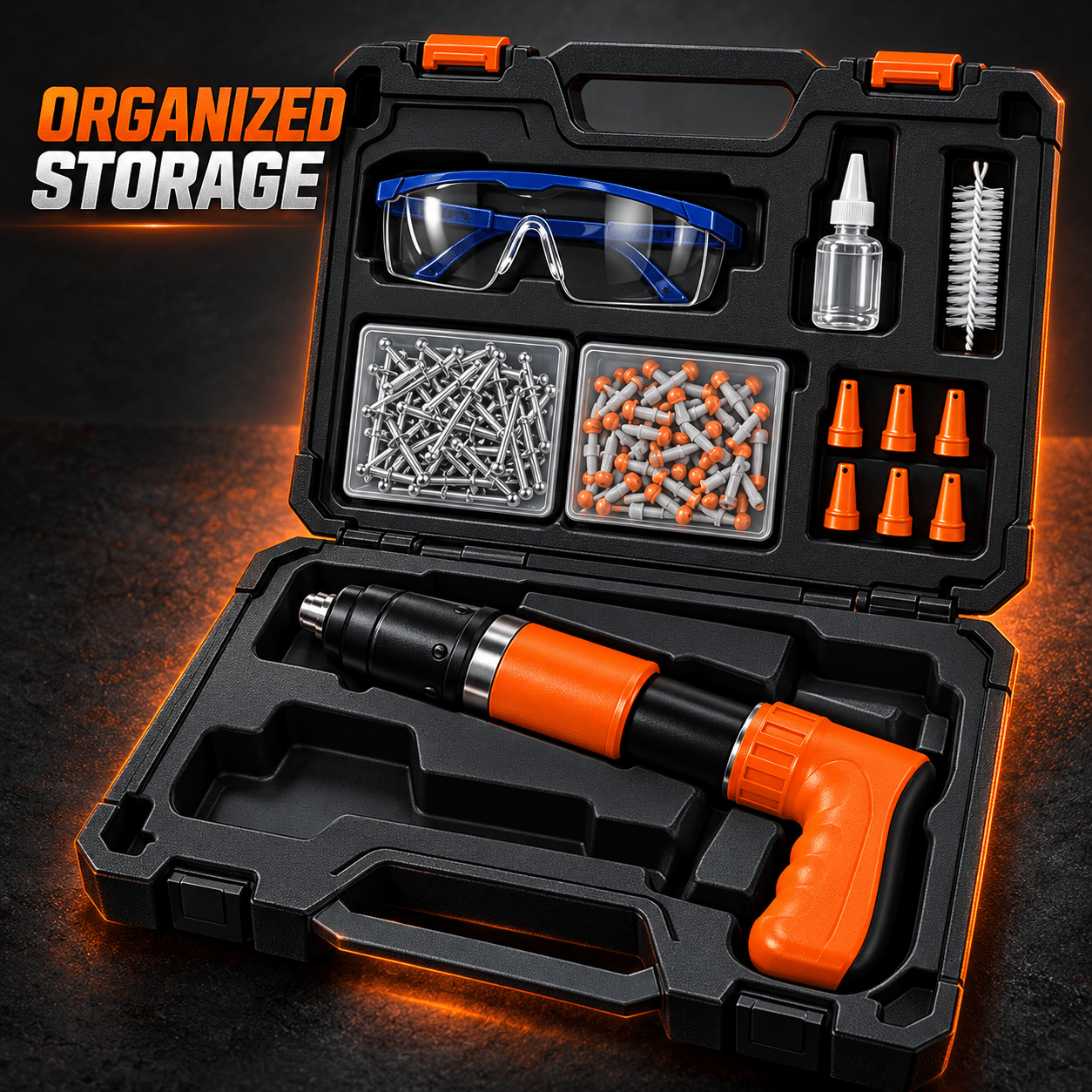 TEMU Kit d'outils à manuel avec mallette de rangement, accessoires de rechange, lunettes de protection et boîte de transport organisée pour atelier