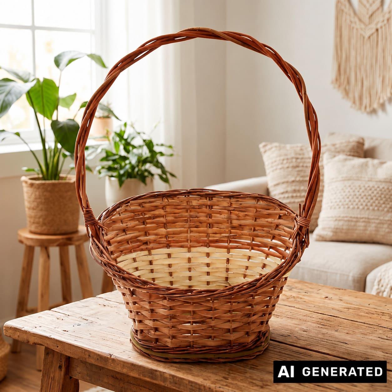 TEMU Gift Basket 'nature' Small, Made Of Willow, Empty Gift Basket, Handle Basket, Willow Basket