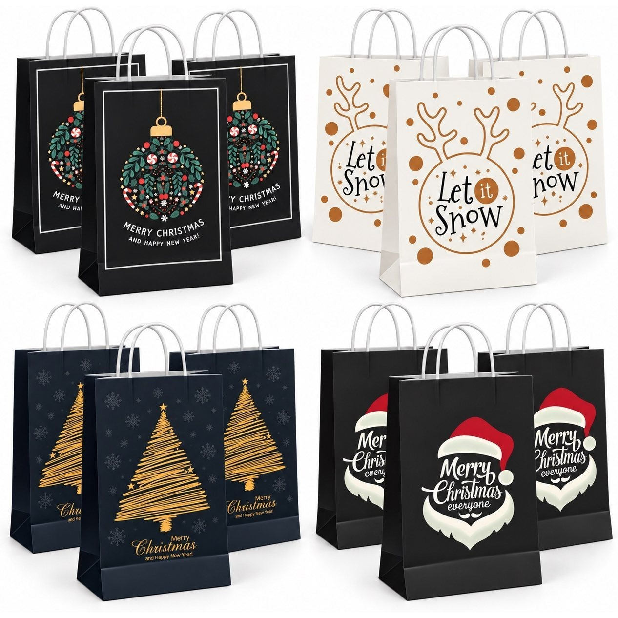 Image of Tk 12x Xxl Christmas Gift Bags, Modern Gift Pouches With Gift Tags