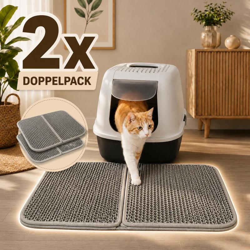 Image of 2pcs Set Of Cat Scratching Mat With Honeycomb Structure, Waterproof, Slip-resistant, Two-layer, Soft For Cat Paws, Easy To Clean, Suitable For All Litter Types, As A Nap Pad.