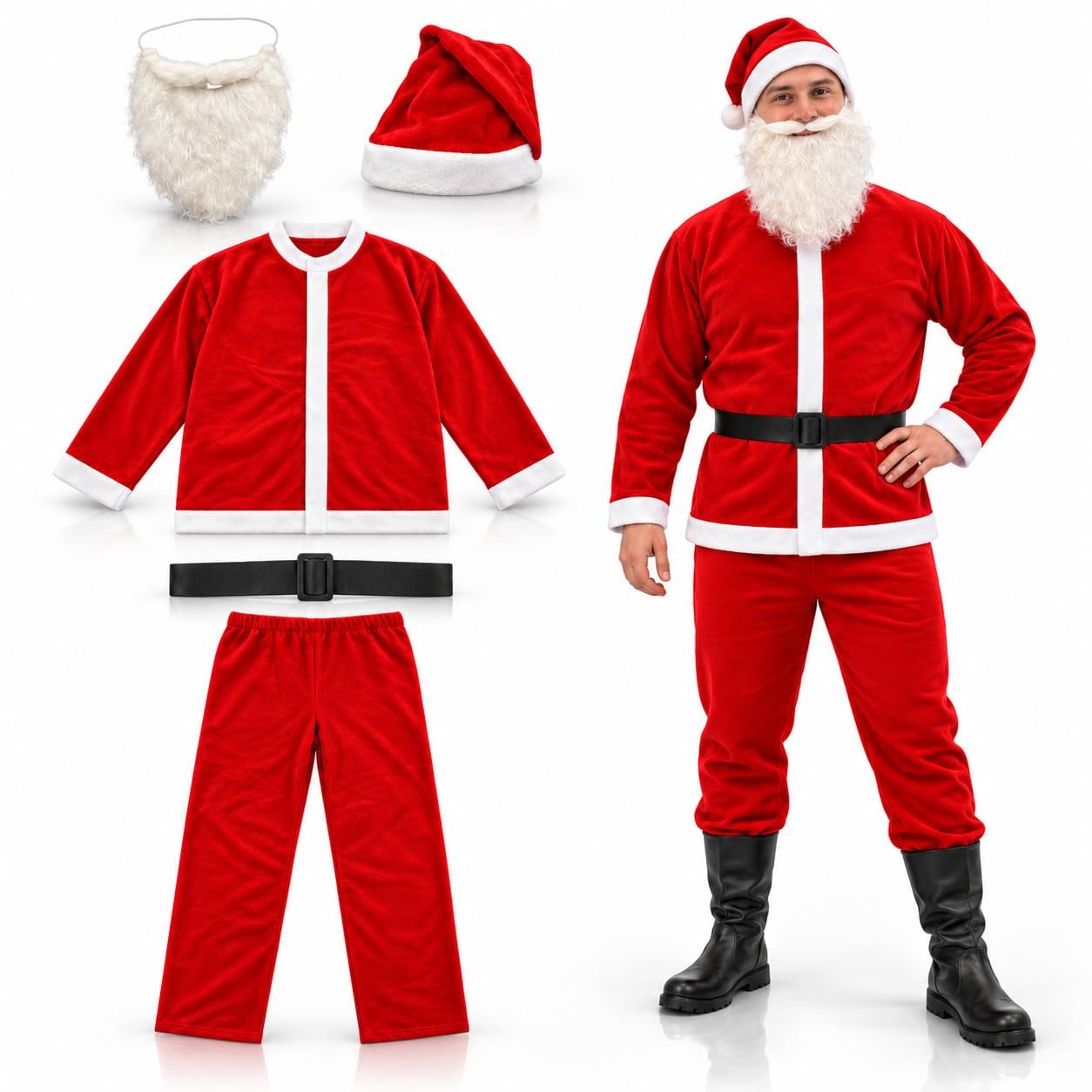 Image of Tk 5 In 1 Costume - Santa Claus Costume - Santa Costume - For Christmas - Costume For - Santa Claus - Adult Men