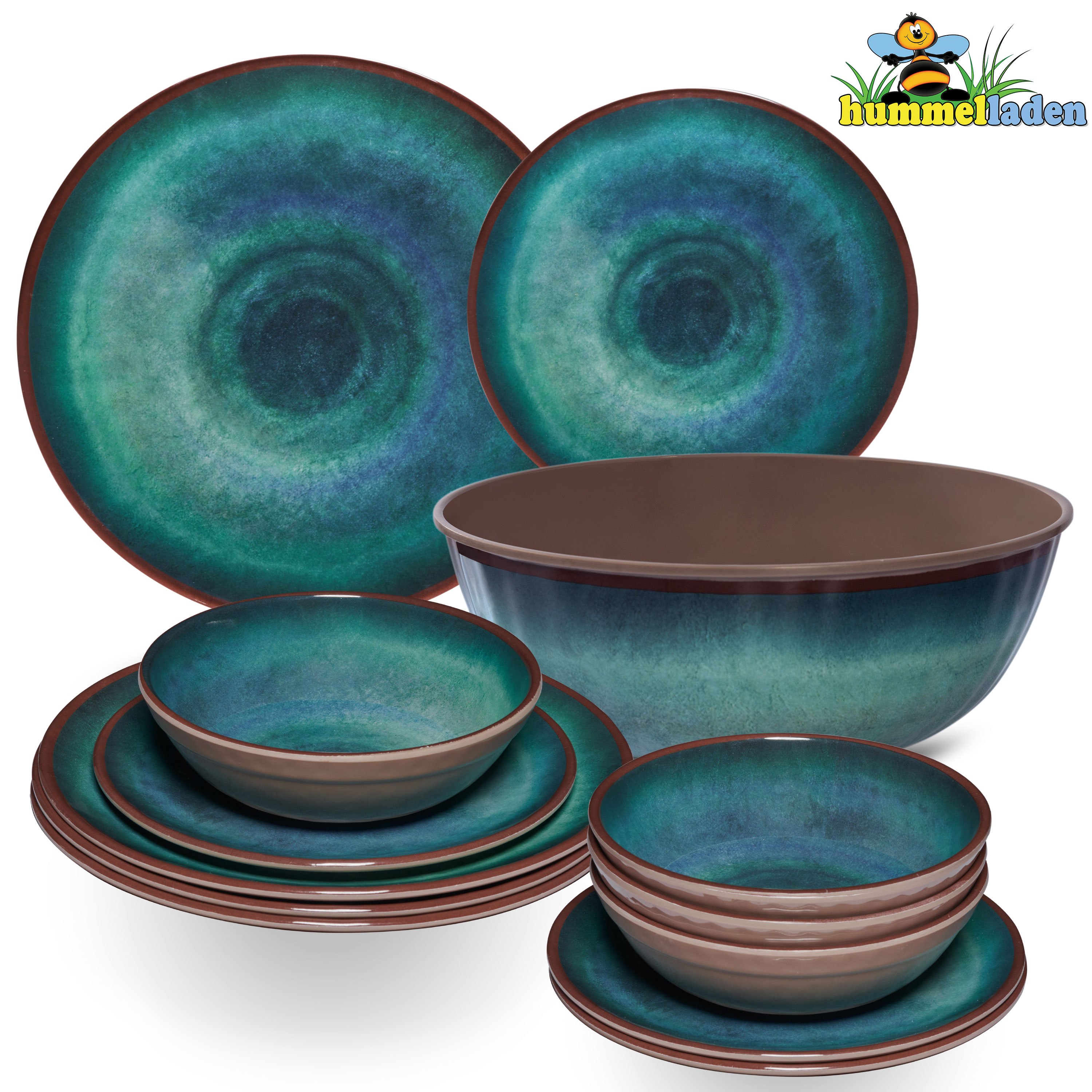 TEMU Camping Dishes Green For 13pcs - With Salad Bowl Dishwasher-safe Dining Set Camping Accessories Camping Dishes Camping Festival Picnic Garden