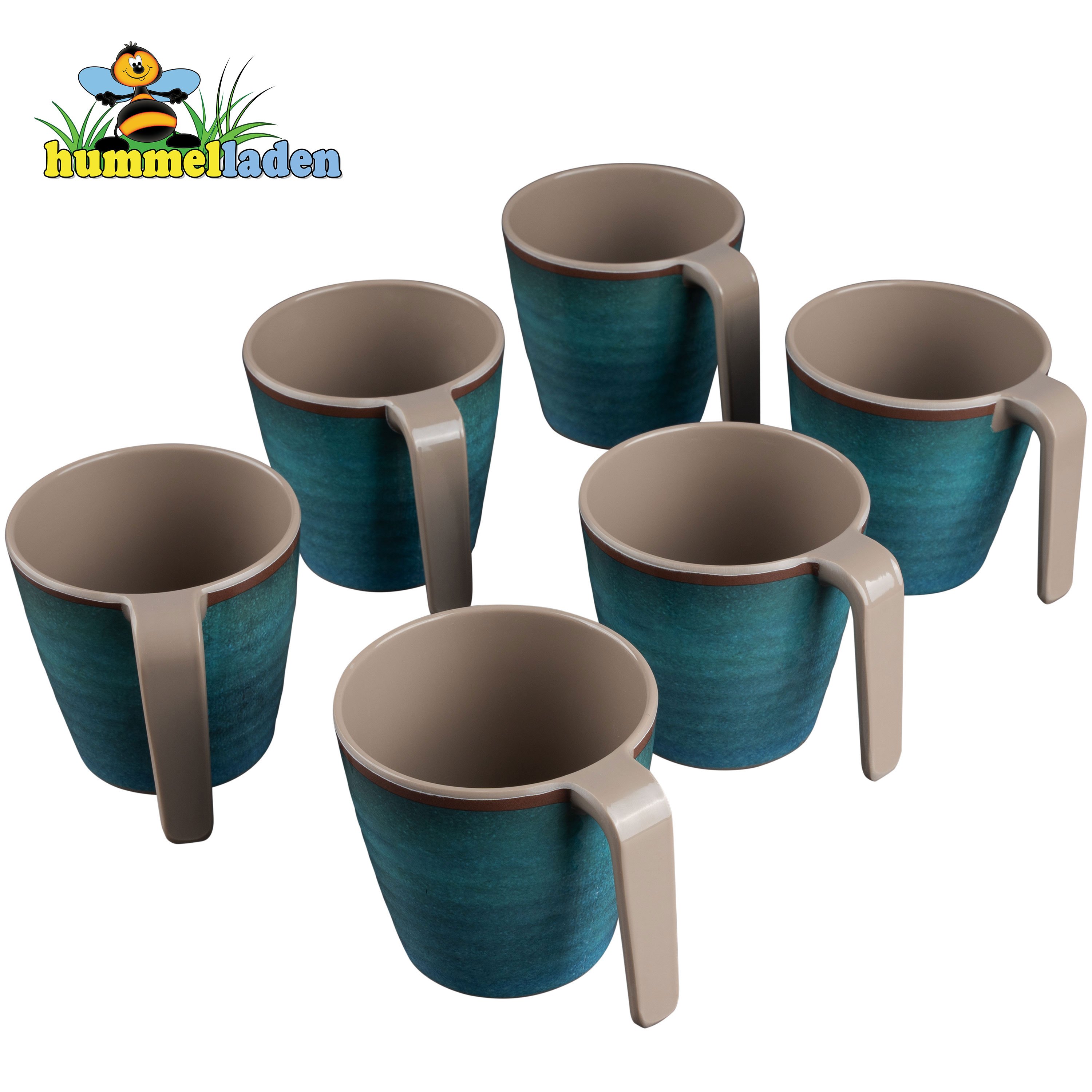Image of Camping Cup Set 350 Ml, Ideal For Camping For 6 People - Green - Stackable - Drinking Cup, Coffee Mug, Coffee Cup