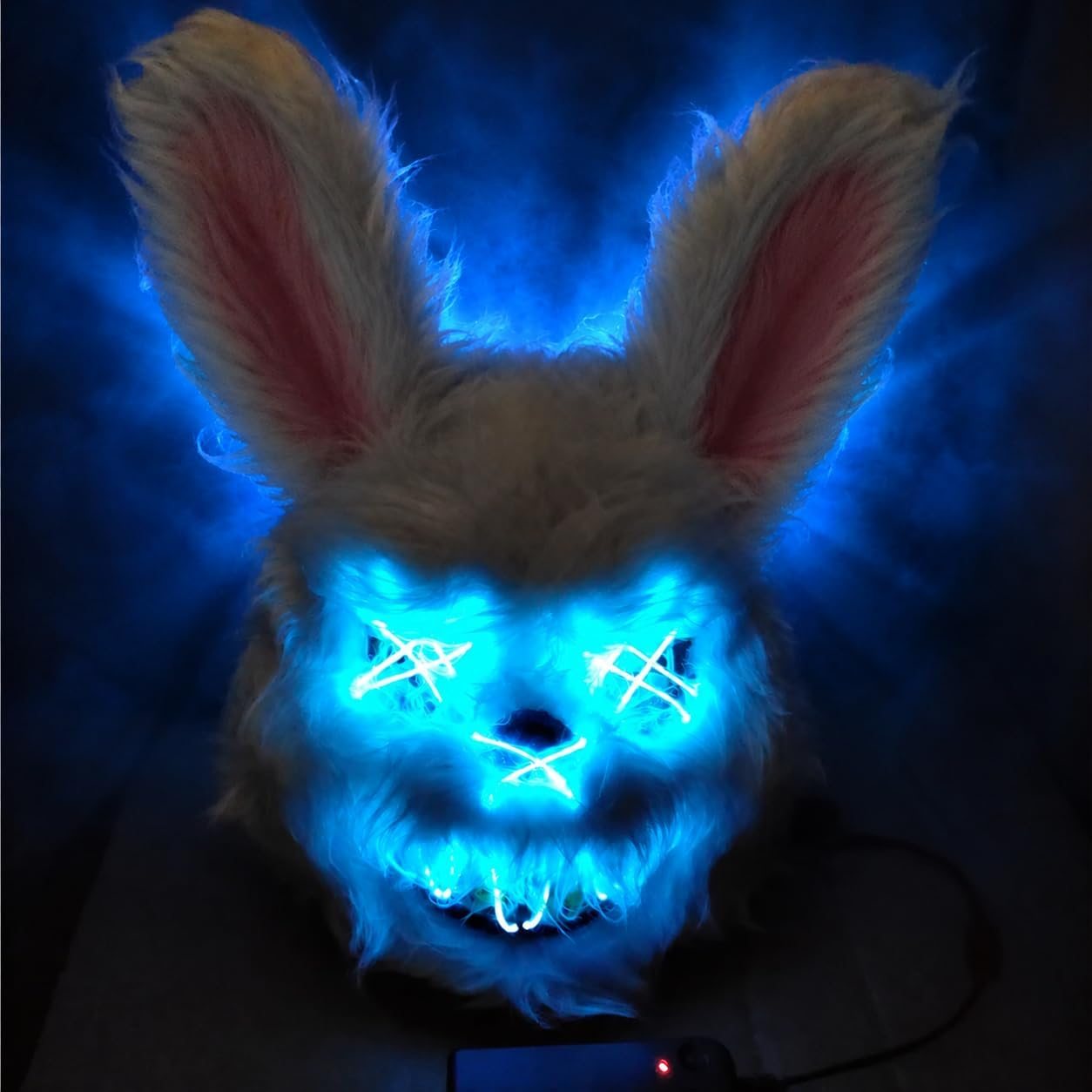 Image of Tk Horror Bunny Led Scary Mask - Controllable, Glowing Face, For Halloween, Mardi Gras & Carnival As A Costume For (led Horror Bunny)