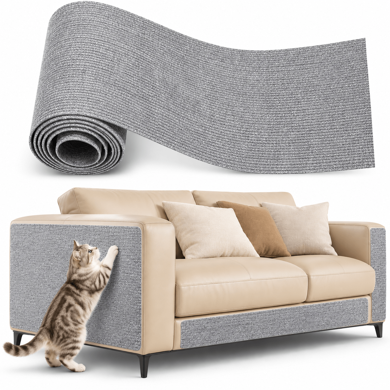 TEMU Alfombrilla Autoadhesiva Recortable para Gatos: 40x300 cm - Ideal para el Cuidado de las y Protección de tu Muebles,Rascador adhesivo para