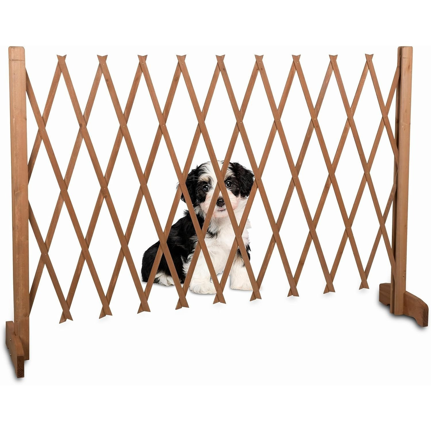 TEMU BAKAJI per Animali Domestici Retrattile, per Pieghevole, Divisorio di in Legno Naturale, Recinzione Richiudibile Salvaspazio, 90 x 30 x 117 cm
