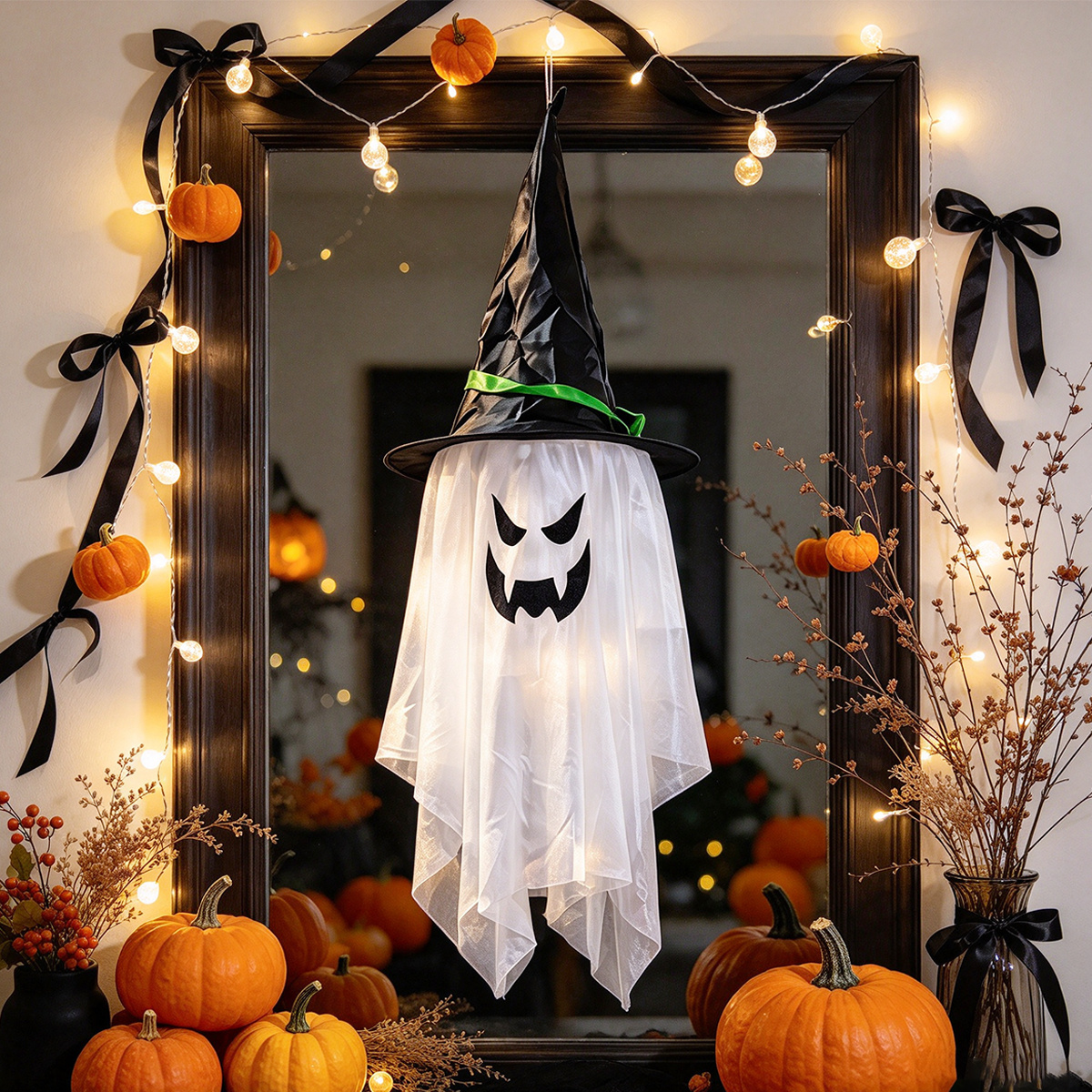 TEMU 1 Adorno colgante de fantasma para Halloween, con . Ideal para decorar , , ventanas y patios. para ambientar , salas de escape y fiestas de