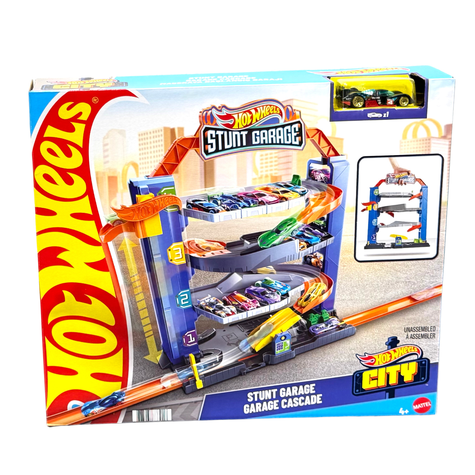 Image of - Hot Wheels City - Playset With 1 Vehicle, Stunt Garage Gnl70-1 - Connects With Other Sets