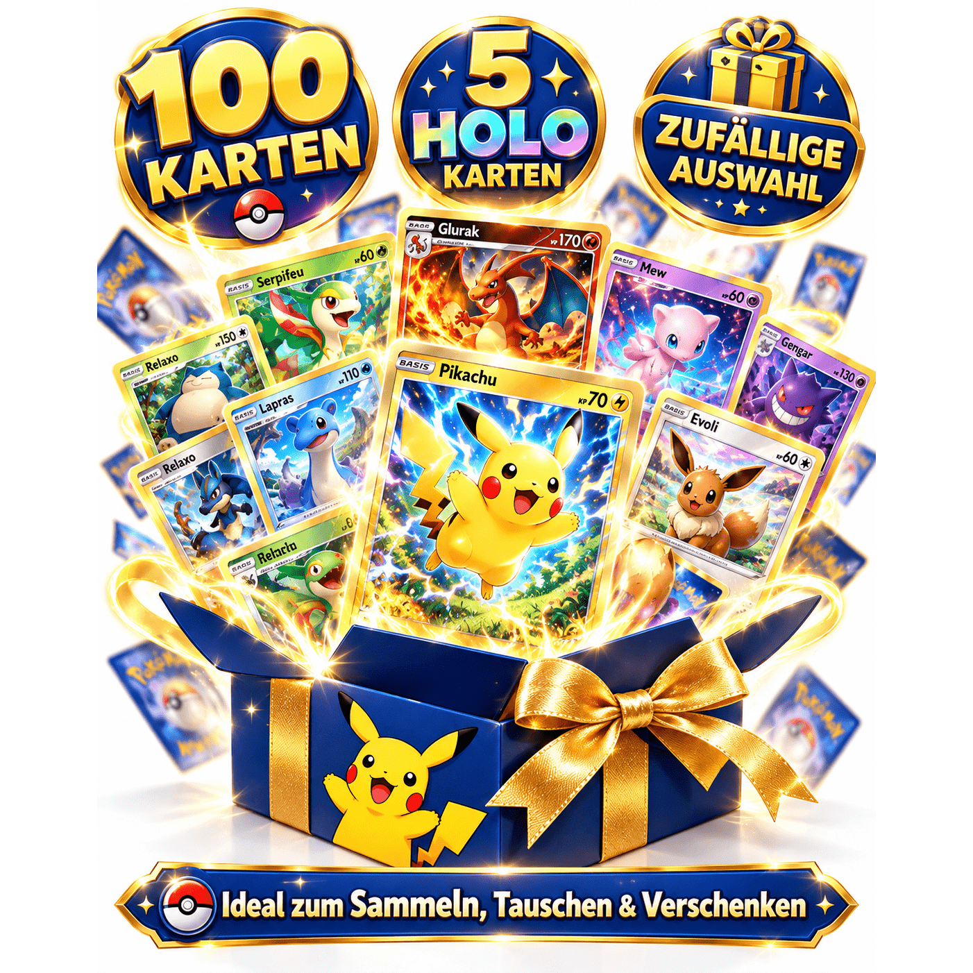 Image of 100 X De Cards German With 5 /reverse Glitter Cards, Original For Collectors & Fans, For Gifting On Birthdays, Christmas & Easter