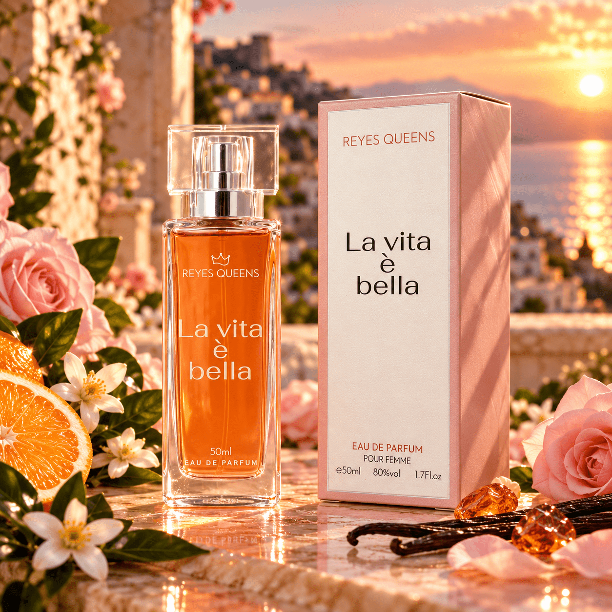 TEMU QUEENS La Vita Eau de Parfum para Mujer, 50ml Floral con Notas de , y Pachulí, Perfume Femenino Elegante, Uso Diario, Noche de , Regalo de