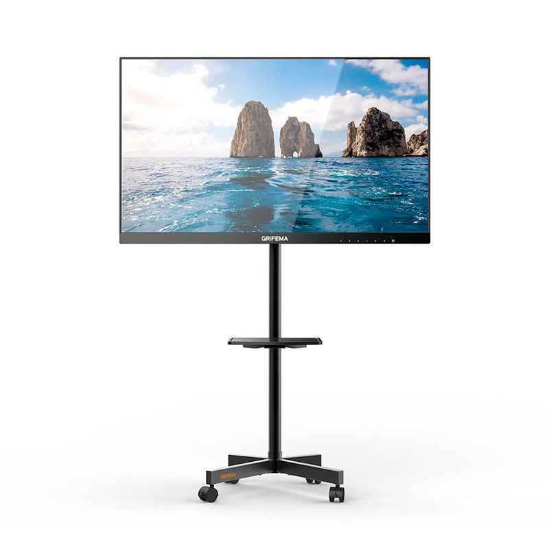 TEMU Soporte móvil para TV con ruedas, soporte para TV con estante para portátil, altura ajustable en 2 niveles para televisores de 65 pulgadas,