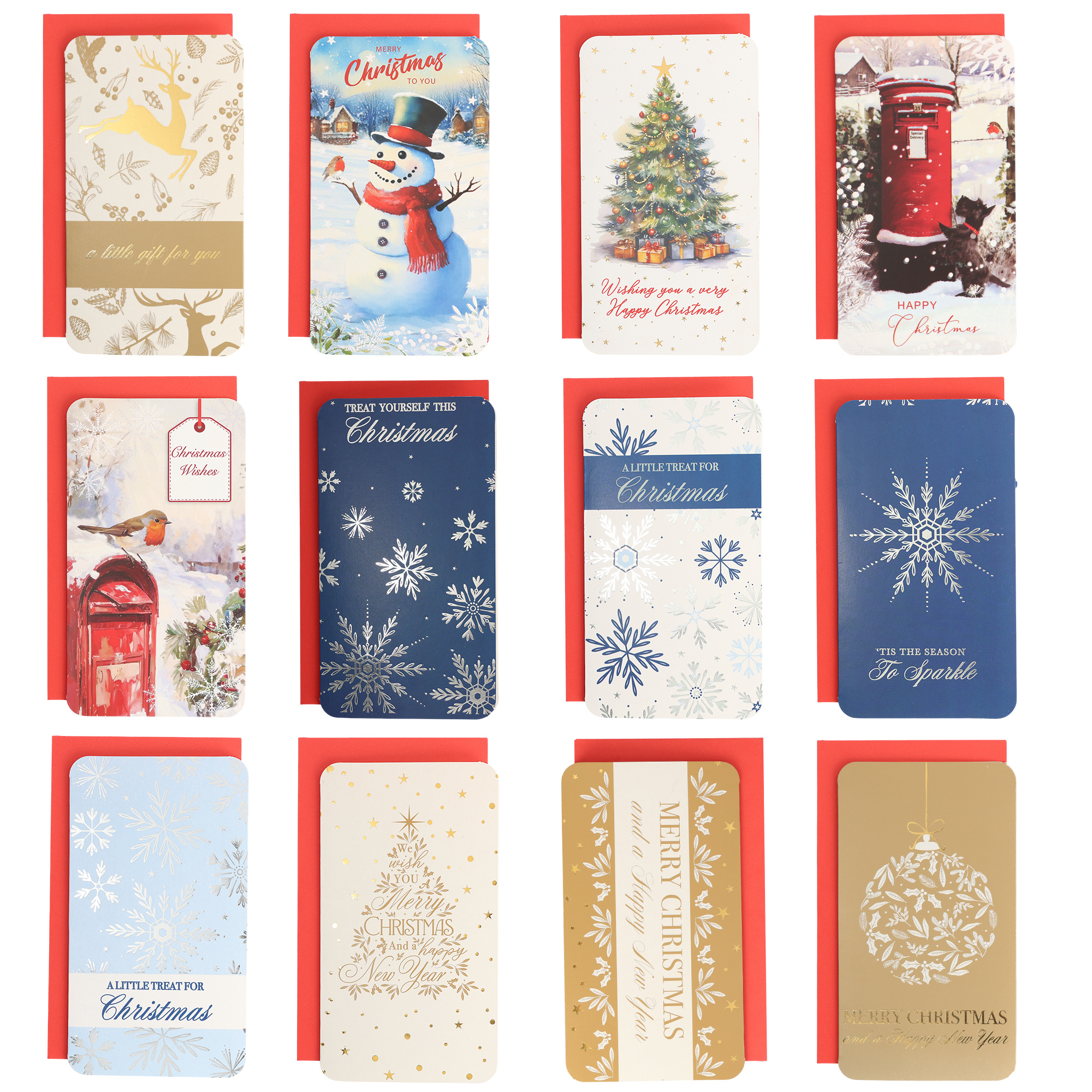 TEMU 12pcs Christmas Money Envelopes With Matching Wallets, Assorted Festive Cash Gift Holders For Gift Cards, Vouchers And Holiday Greetings