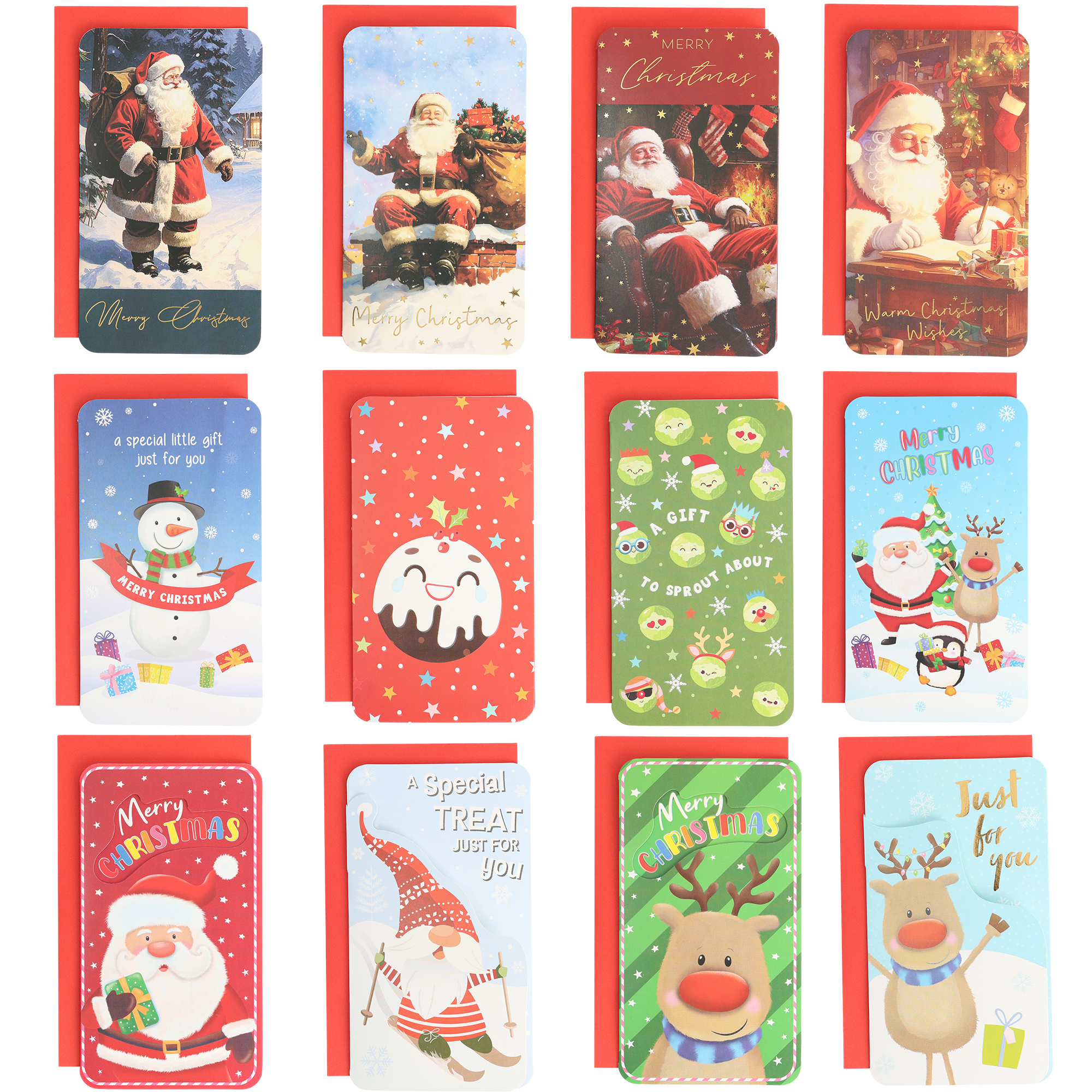 TEMU 12pcs Christmas Money Wallets With Matching Envelopes, Assorted Festive Cash Gift Holders For Kids, Gift Cards, Vouchers And Holiday Greetings