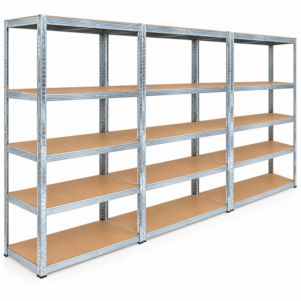 TEMU 3 Pack Heavy Duty 5 Tier Garage Shelving Units Metal Storage Racking Shelves Galvanised Steel Silver 150 X 70 X 30cm, Strong Durable Warehouse