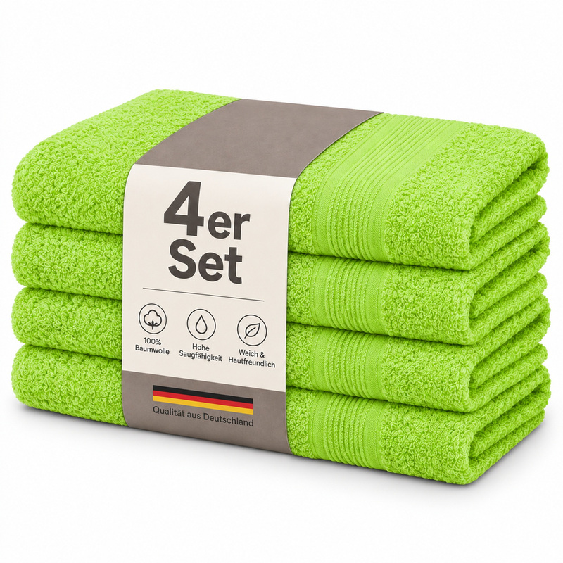 Image of Towel Set Of 4, 100%, Soft & Absorbent, Terrycloth 500 G/m² Local Warehouse