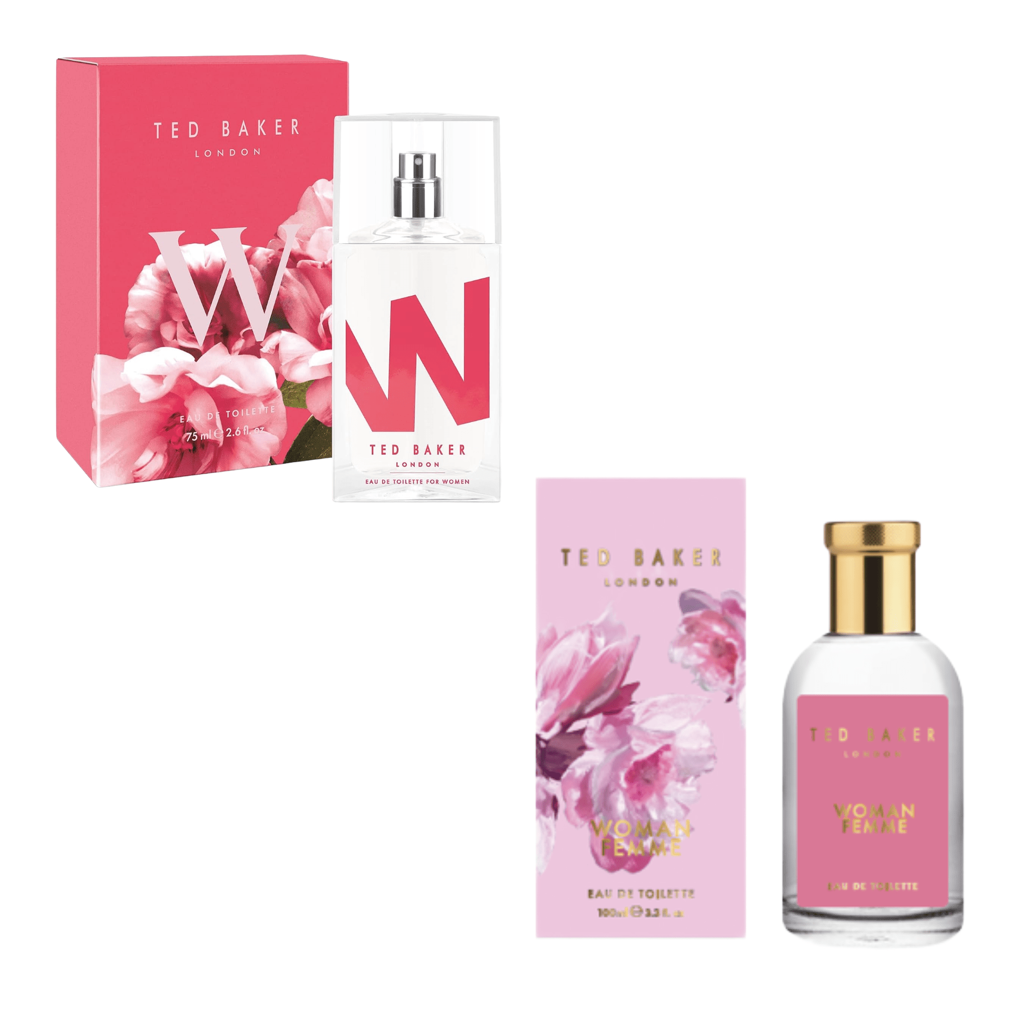 TEMU Ted Baker W And Woman Pink Edt Bundle, Includes W Edt, , And White Peony Top Notes 75ml Pink Edt, Feminine Fragrance 100ml